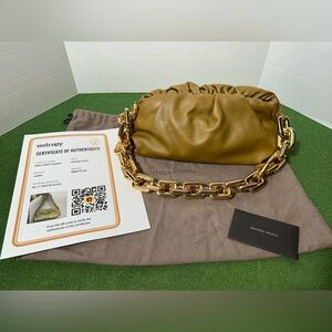Bottega Veneta The Chain Pouch Shoulder Bag Calfskin Leather Brown Entrupy COA